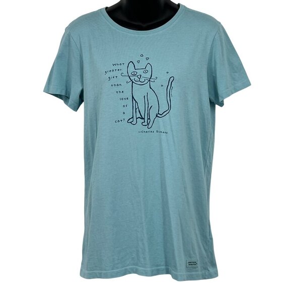 Life Is Good Womens Crusher Tee Love Of A Cat Blue Size Medium M NWT New - Picture 1 of 8
